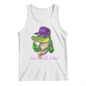 Mardi Gras Alligator Tank Top Funny Six Seven MAGA Political Meme TS14 White Print Your Wear