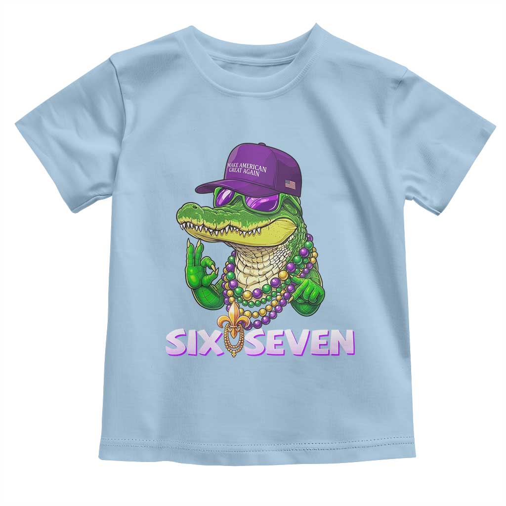 Mardi Gras Alligator Toddler T Shirt Funny Six Seven MAGA Political Meme TS14 Light Blue Print Your Wear