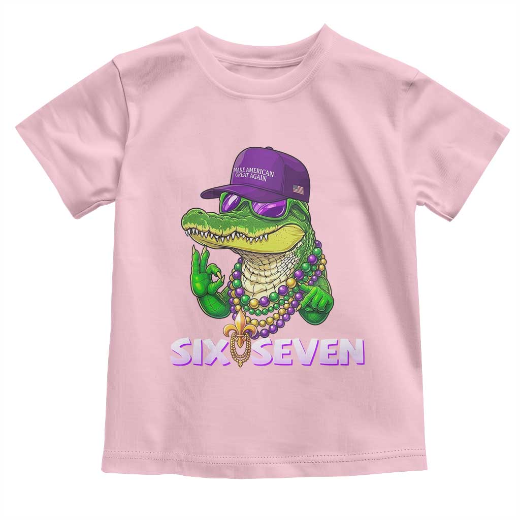 Mardi Gras Alligator Toddler T Shirt Funny Six Seven MAGA Political Meme TS14 Light Pink Print Your Wear