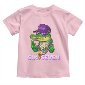 Mardi Gras Alligator Toddler T Shirt Funny Six Seven MAGA Political Meme TS14 Light Pink Print Your Wear