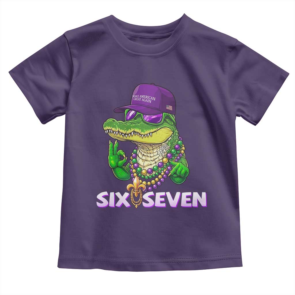 Mardi Gras Alligator Toddler T Shirt Funny Six Seven MAGA Political Meme TS14 Purple Print Your Wear