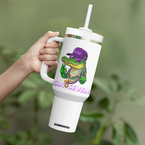Mardi Gras Alligator Tumbler With Handle Funny Six Seven MAGA Political Meme TS14 Print Your Wear