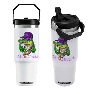 Mardi Gras Alligator Flip Straw Tumbler Funny Six Seven MAGA Political Meme TS14 One Size: 30 oz White Print Your Wear