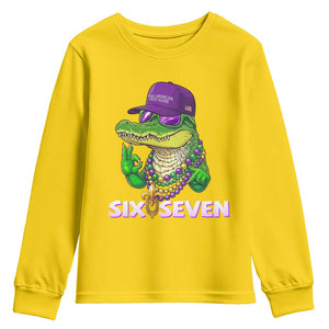 Mardi Gras Alligator Youth Sweatshirt Funny Six Seven MAGA Political Meme TS14 Daisy Print Your Wear