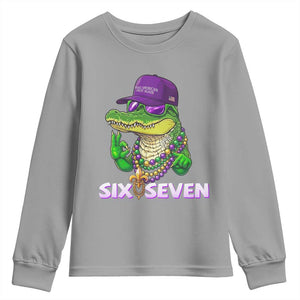 Mardi Gras Alligator Youth Sweatshirt Funny Six Seven MAGA Political Meme TS14 Sport Gray Print Your Wear