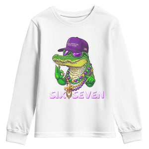 Mardi Gras Alligator Youth Sweatshirt Funny Six Seven MAGA Political Meme TS14 White Print Your Wear
