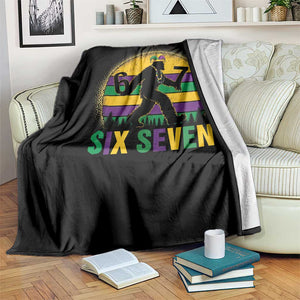 Mardi Gras Bigfoot Throw Blanket Funny Six Seven Meme Carnival Trendy TS14 Print Your Wear