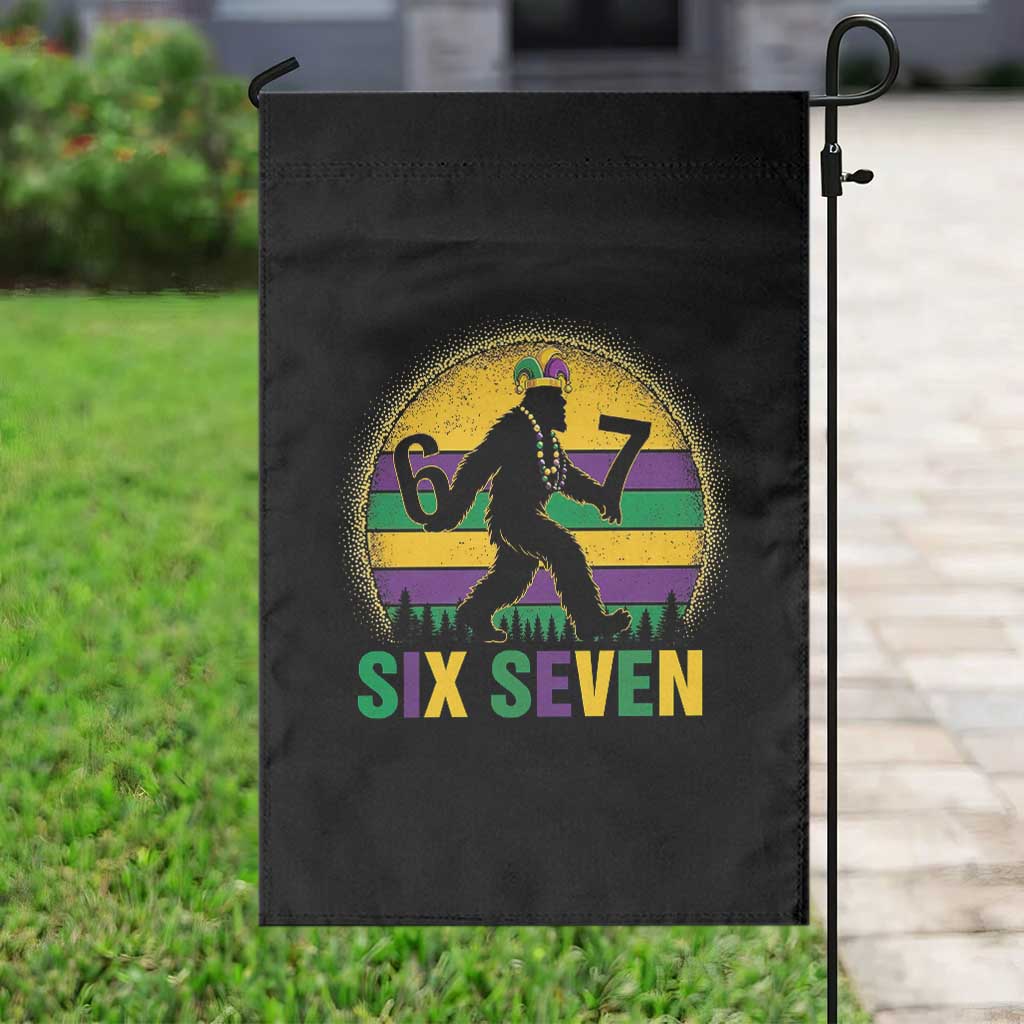 Mardi Gras Bigfoot Garden Flag Funny Six Seven Meme Carnival Trendy TS14 Print Your Wear