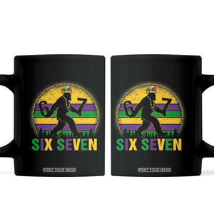 Mardi Gras Bigfoot Coffee Mug Funny Six Seven Meme Carnival Trendy TS14 Black Print Your Wear