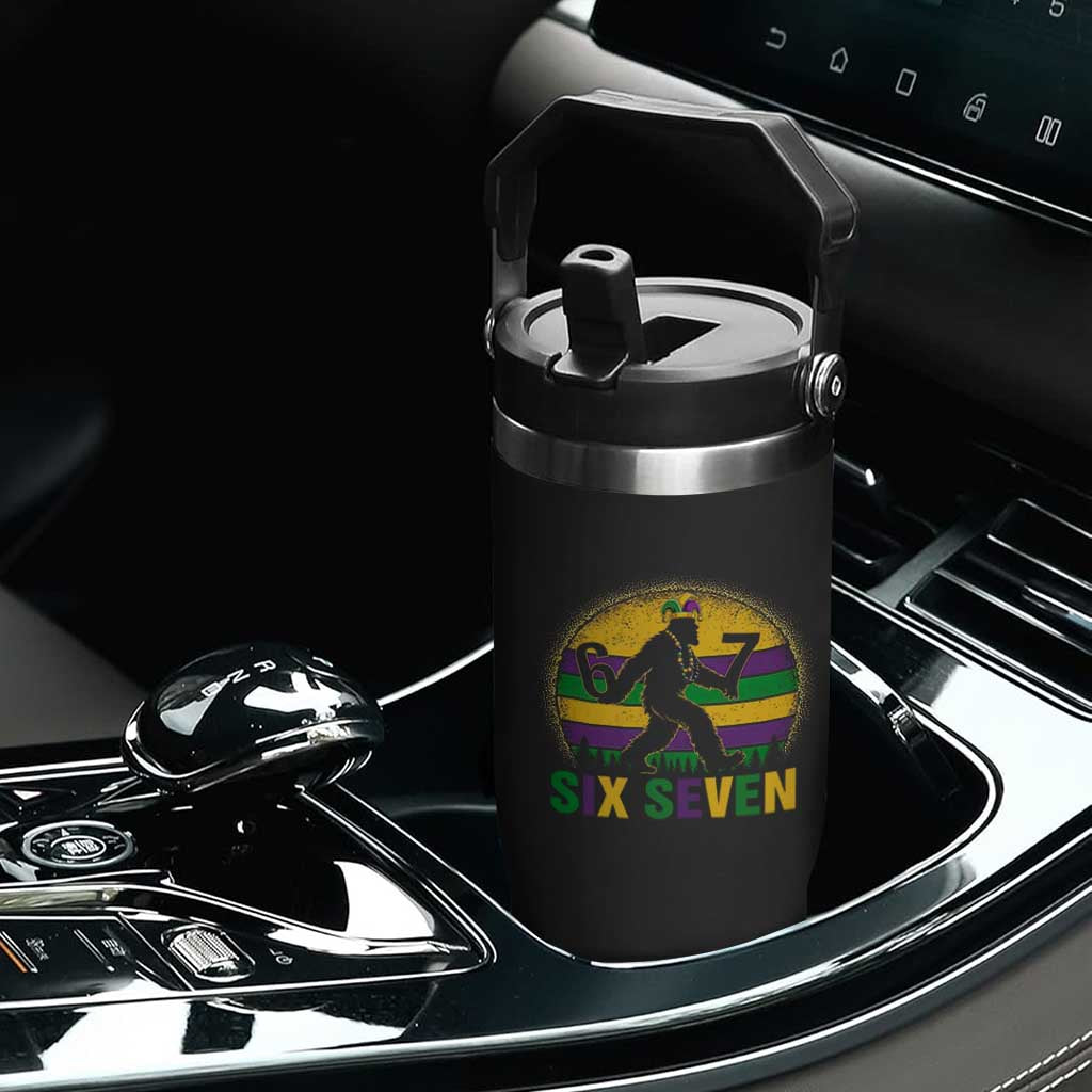 Mardi Gras Bigfoot Flip Straw Tumbler Funny Six Seven Meme Carnival Trendy TS14 Print Your Wear