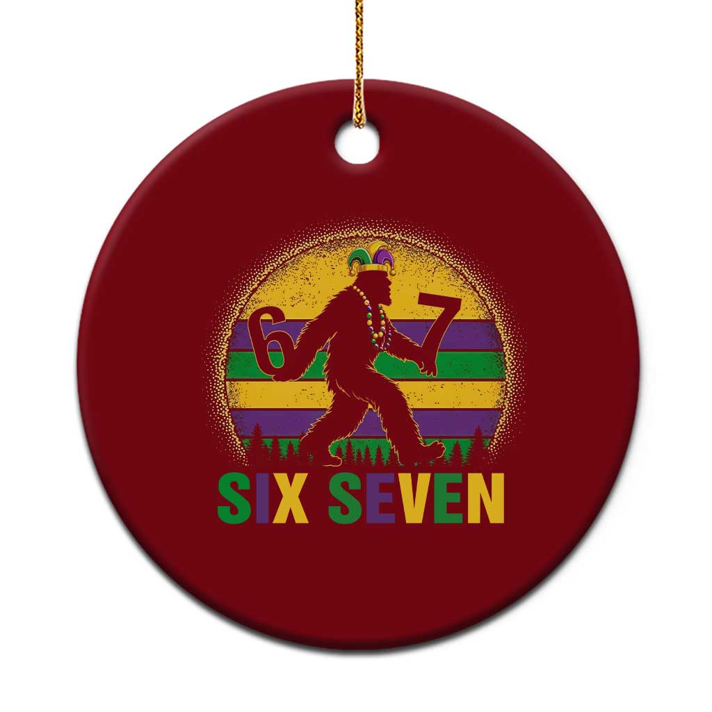 Mardi Gras Bigfoot Ceramic Ornament Funny Six Seven Meme Carnival Trendy TS14 1pc Red Print Your Wear