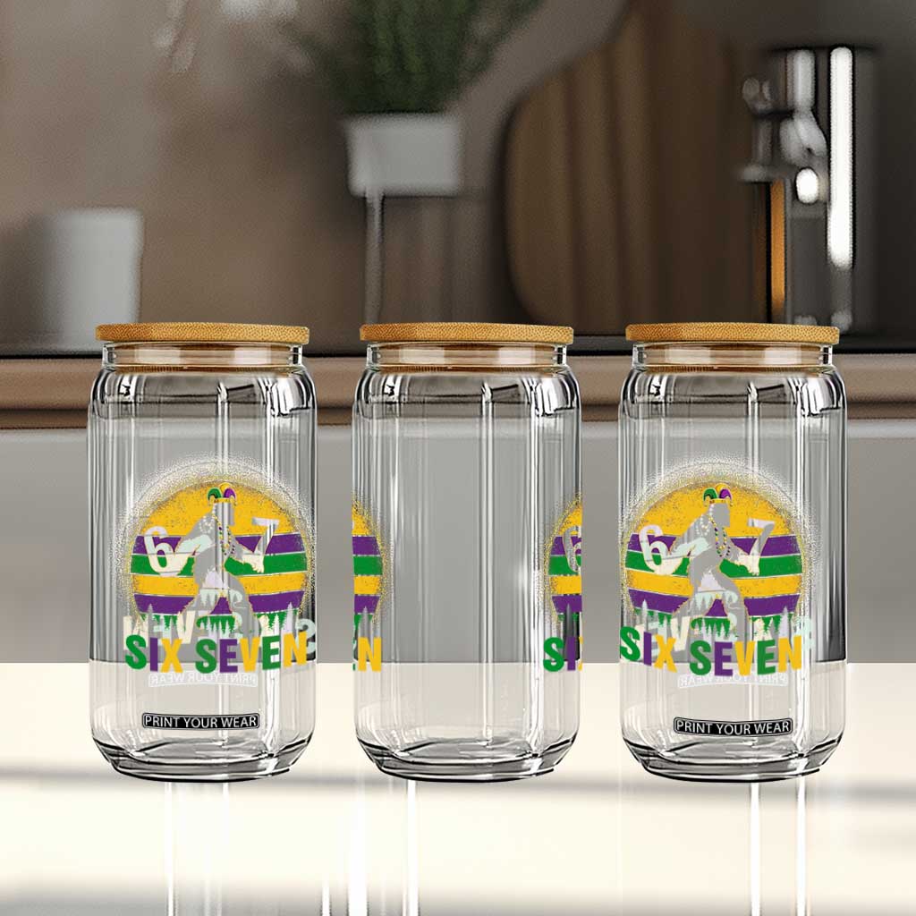 Mardi Gras Bigfoot Glass Can Funny Six Seven Meme Carnival Trendy TS14 Print Your Wear