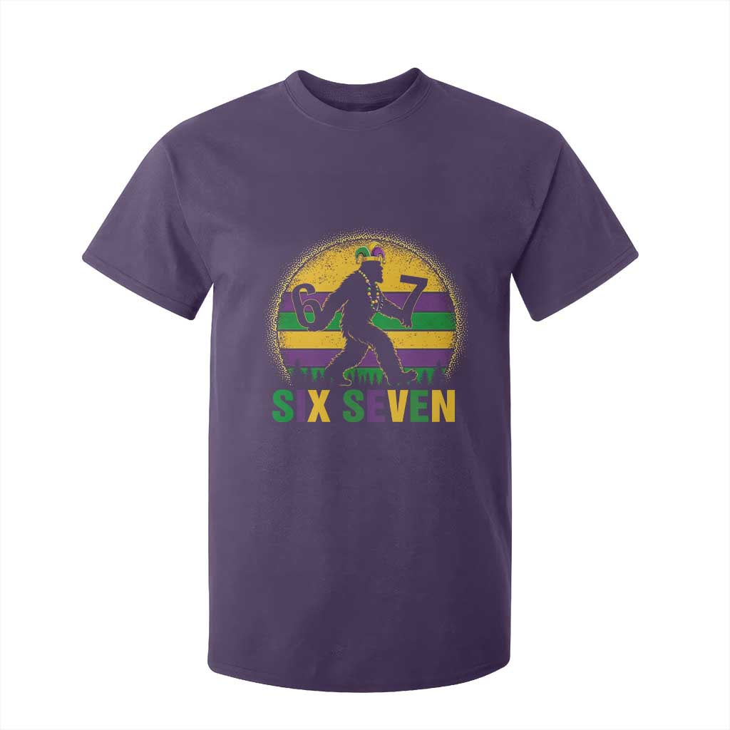 Mardi Gras Bigfoot T Shirt For Kid Funny Six Seven Meme Carnival Trendy TS14 Purple Print Your Wear