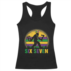 Mardi Gras Bigfoot Racerback Tank Top Funny Six Seven Meme Carnival Trendy TS14 Black Print Your Wear