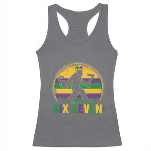 Mardi Gras Bigfoot Racerback Tank Top Funny Six Seven Meme Carnival Trendy TS14 Charcoal Print Your Wear