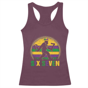 Mardi Gras Bigfoot Racerback Tank Top Funny Six Seven Meme Carnival Trendy TS14 Maroon Print Your Wear