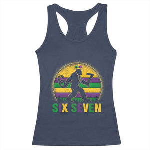 Mardi Gras Bigfoot Racerback Tank Top Funny Six Seven Meme Carnival Trendy TS14 Navy Print Your Wear