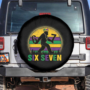 Mardi Gras Bigfoot Spare Tire Cover Funny Six Seven Meme Carnival Trendy TS14 No hole Black Print Your Wear