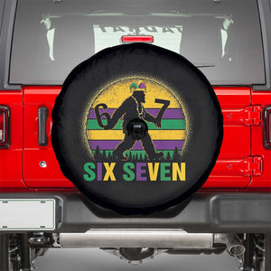 Mardi Gras Bigfoot Spare Tire Cover Funny Six Seven Meme Carnival Trendy TS14 Black Print Your Wear