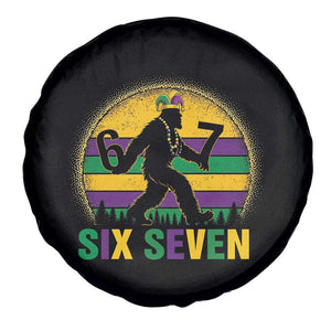 Mardi Gras Bigfoot Spare Tire Cover Funny Six Seven Meme Carnival Trendy TS14 Print Your Wear