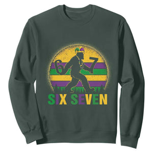 Mardi Gras Bigfoot Sweatshirt Funny Six Seven Meme Carnival Trendy TS14 Dark Forest Green Print Your Wear