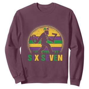 Mardi Gras Bigfoot Sweatshirt Funny Six Seven Meme Carnival Trendy TS14 Maroon Print Your Wear
