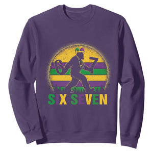 Mardi Gras Bigfoot Sweatshirt Funny Six Seven Meme Carnival Trendy TS14 Purple Print Your Wear