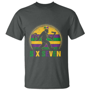 Mardi Gras Bigfoot T Shirt Funny Six Seven Meme Carnival Trendy TS14 Dark Heather Print Your Wear