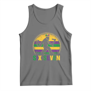 Mardi Gras Bigfoot Tank Top Funny Six Seven Meme Carnival Trendy TS14 Black Heather Print Your Wear