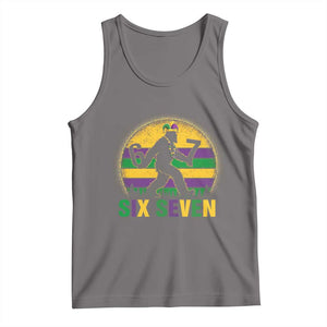 Mardi Gras Bigfoot Tank Top Funny Six Seven Meme Carnival Trendy TS14 Deep Heather Print Your Wear