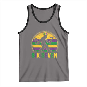 Mardi Gras Bigfoot Tank Top Funny Six Seven Meme Carnival Trendy TS14 Deep Heather Black Print Your Wear