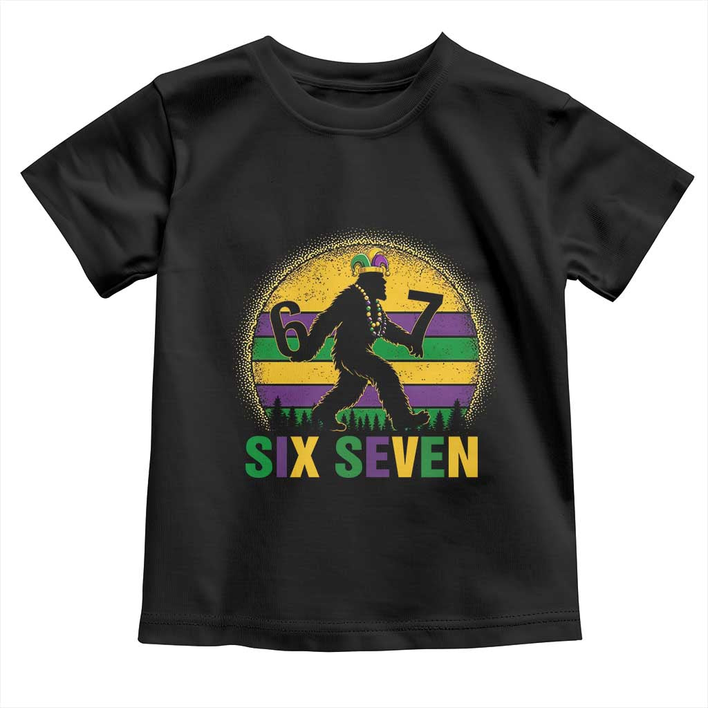 Mardi Gras Bigfoot Toddler T Shirt Funny Six Seven Meme Carnival Trendy TS14 Black Print Your Wear
