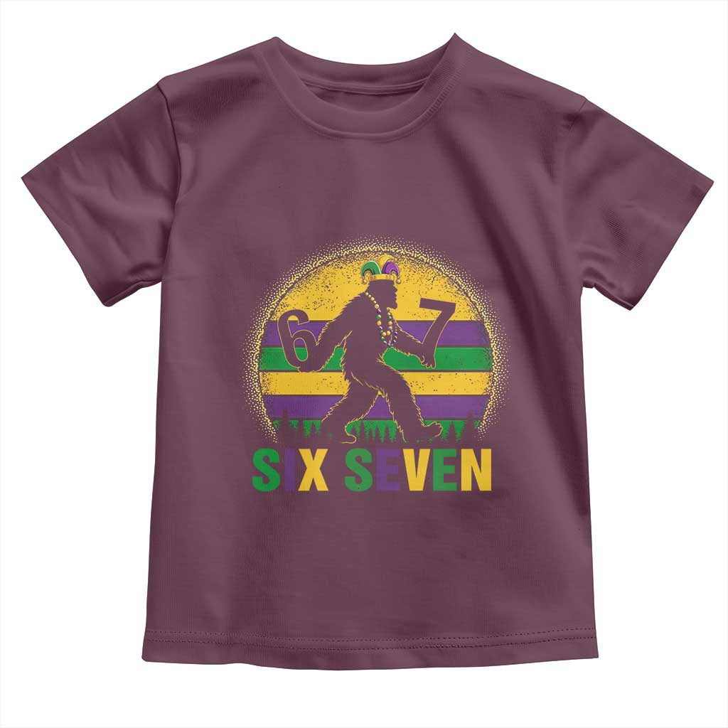 Mardi Gras Bigfoot Toddler T Shirt Funny Six Seven Meme Carnival Trendy TS14 Maroon Print Your Wear