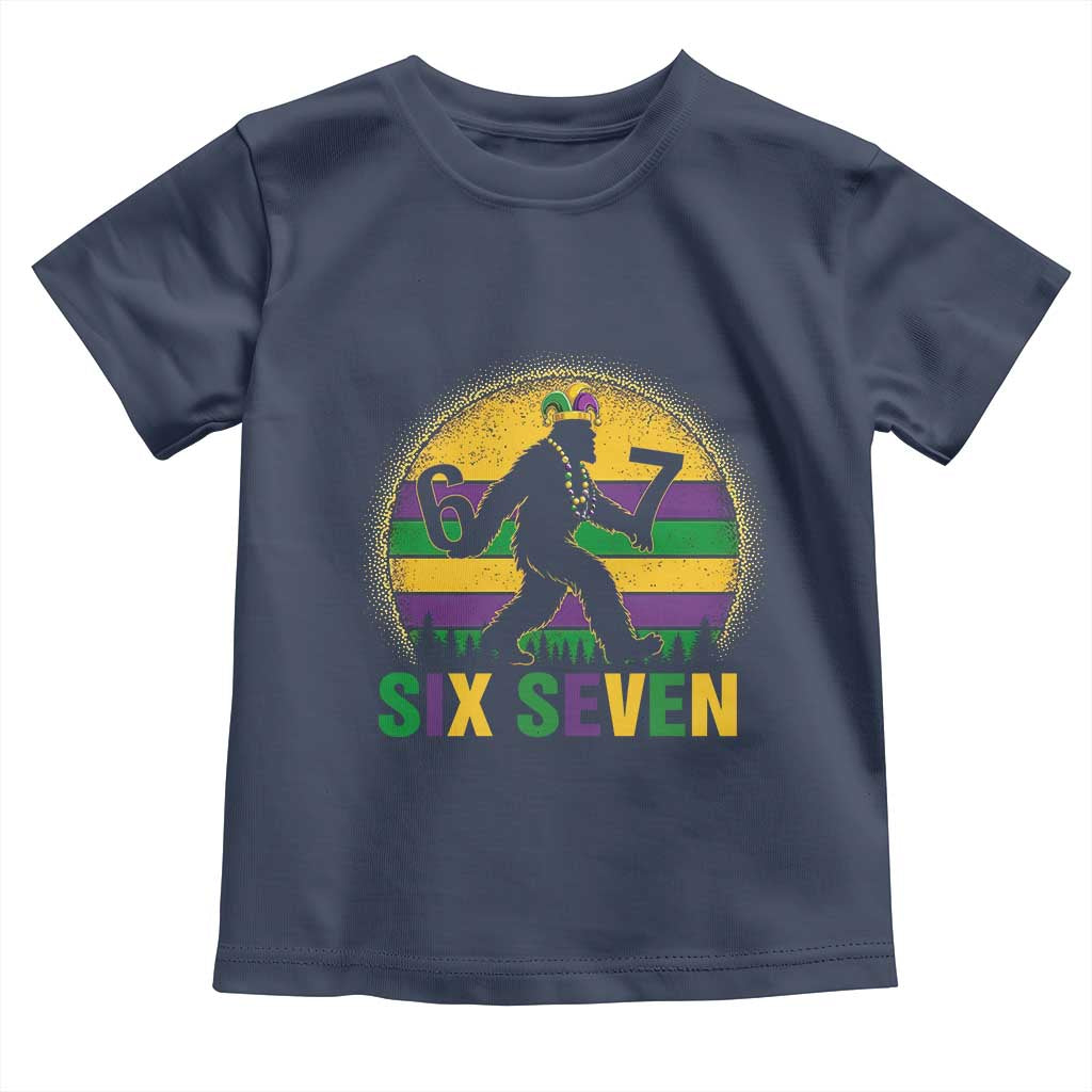 Mardi Gras Bigfoot Toddler T Shirt Funny Six Seven Meme Carnival Trendy TS14 Navy Print Your Wear