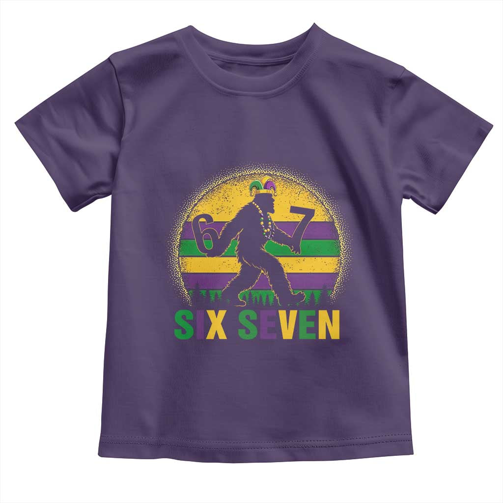 Mardi Gras Bigfoot Toddler T Shirt Funny Six Seven Meme Carnival Trendy TS14 Purple Print Your Wear