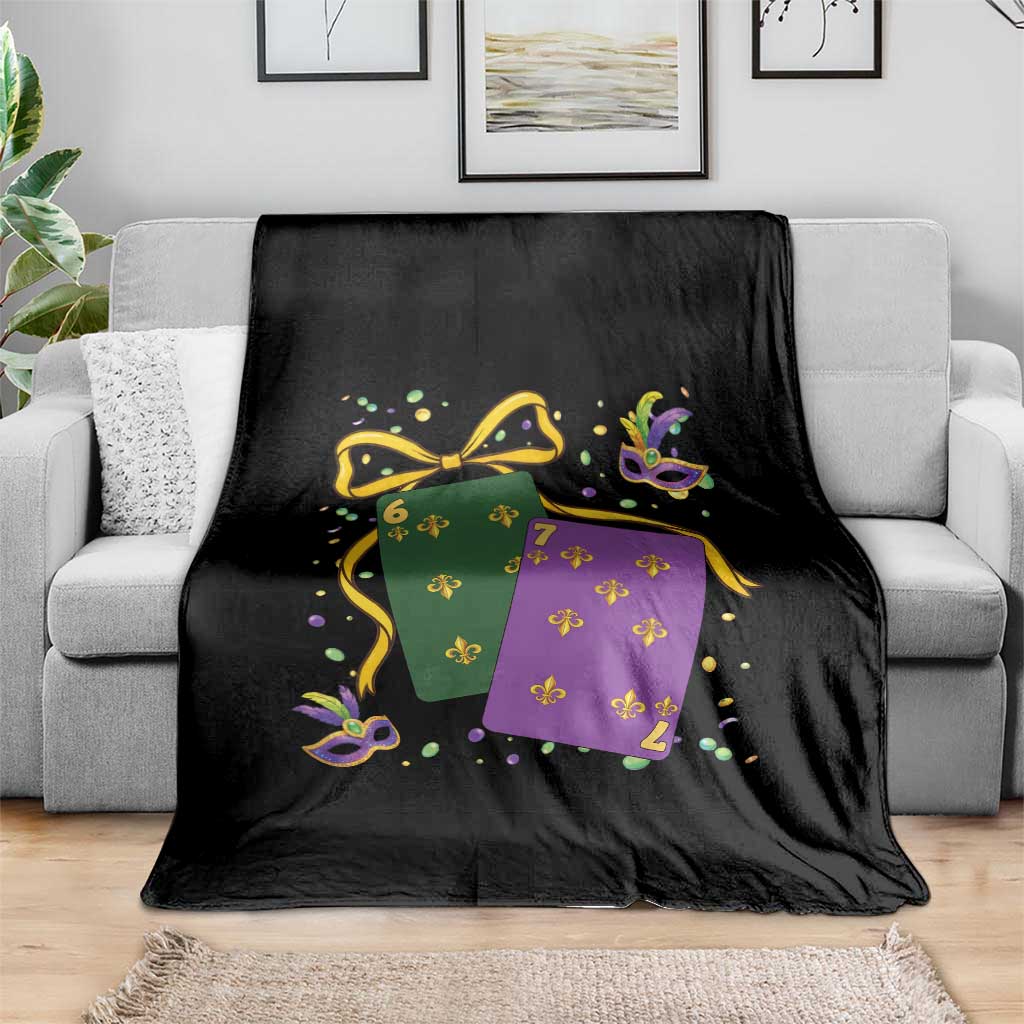 67 Mardi Gras Throw Blanket Funny Six Seven Playing Cards Meme TS14 Print Your Wear