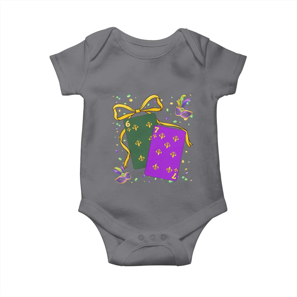 67 Mardi Gras Baby Onesie Funny Six Seven Playing Cards Meme TS14 Charcoal Print Your Wear