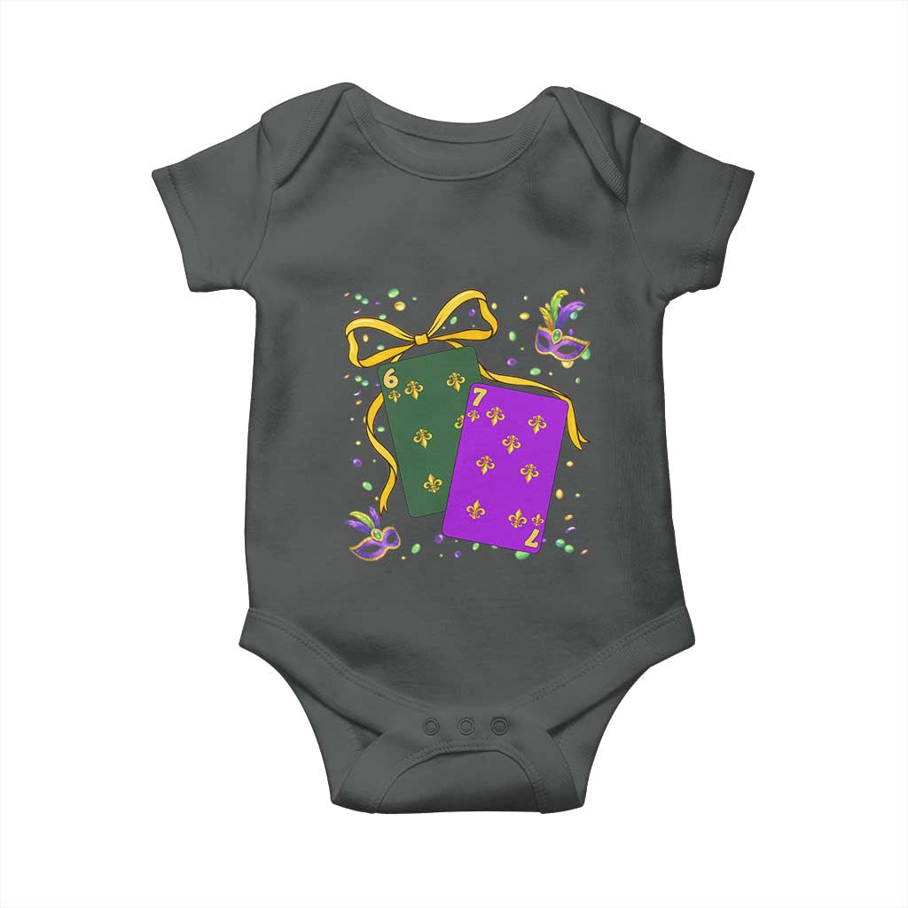 67 Mardi Gras Baby Onesie Funny Six Seven Playing Cards Meme TS14 Dark Heather Print Your Wear