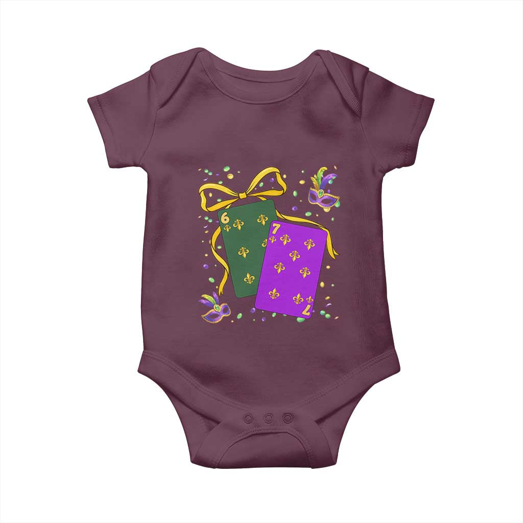 67 Mardi Gras Baby Onesie Funny Six Seven Playing Cards Meme TS14 Maroon Print Your Wear