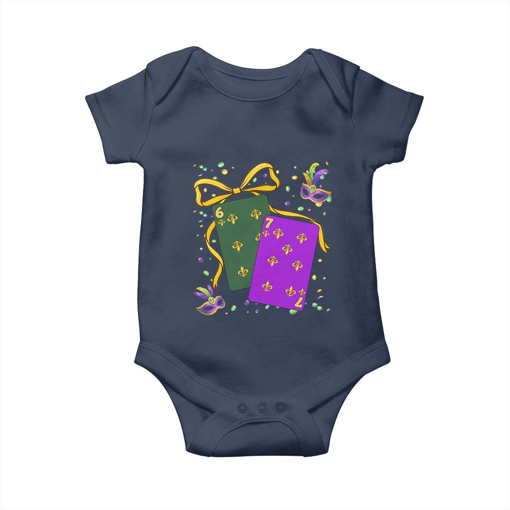 67 Mardi Gras Baby Onesie Funny Six Seven Playing Cards Meme TS14 Navy Print Your Wear
