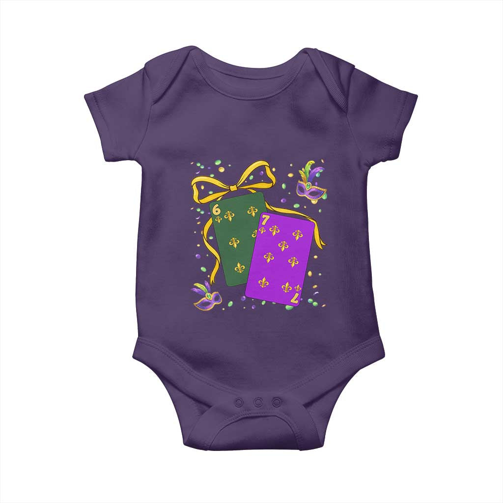 67 Mardi Gras Baby Onesie Funny Six Seven Playing Cards Meme TS14 Purple Print Your Wear