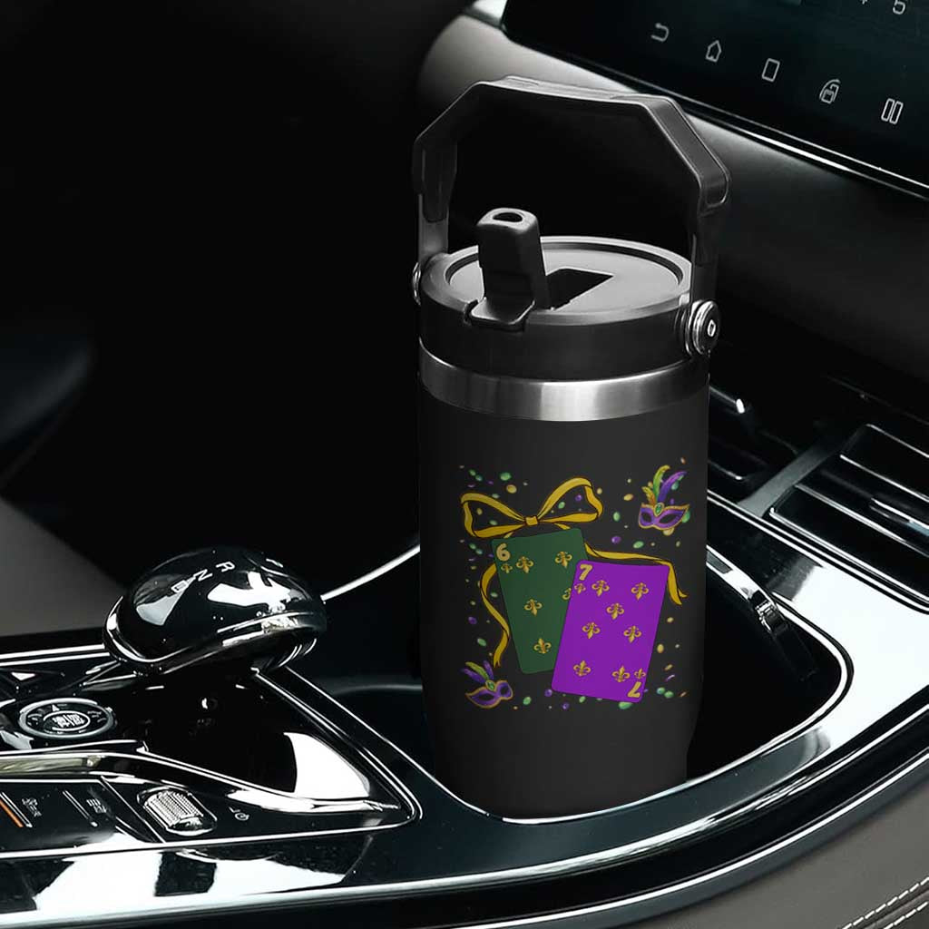 67 Mardi Gras Flip Straw Tumbler Funny Six Seven Playing Cards Meme TS14 Print Your Wear