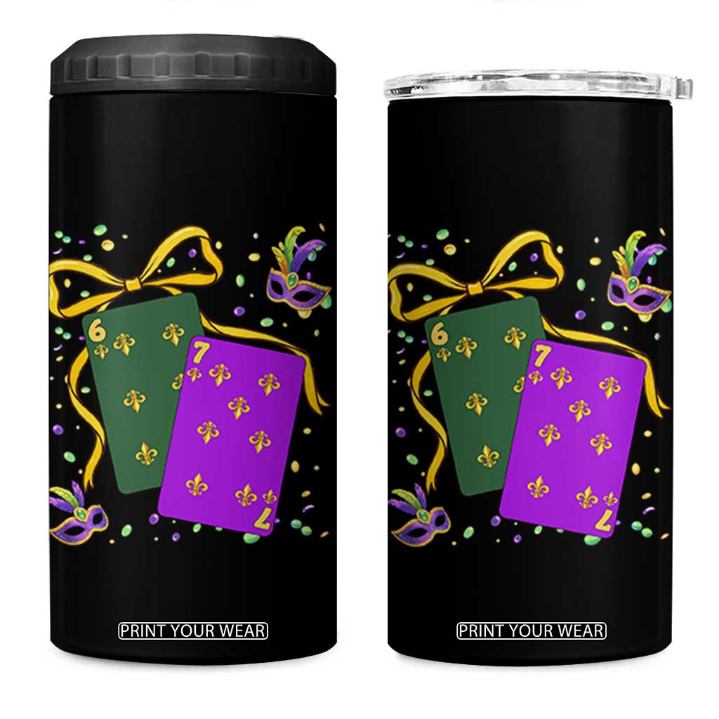 67 Mardi Gras 4 in 1 Can Cooler Tumbler Funny Six Seven Playing Cards Meme TS14 One Size: 16 oz Black Print Your Wear