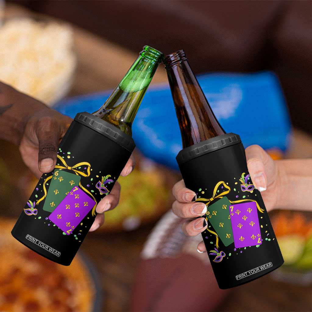 67 Mardi Gras 4 in 1 Can Cooler Tumbler Funny Six Seven Playing Cards Meme TS14 Print Your Wear