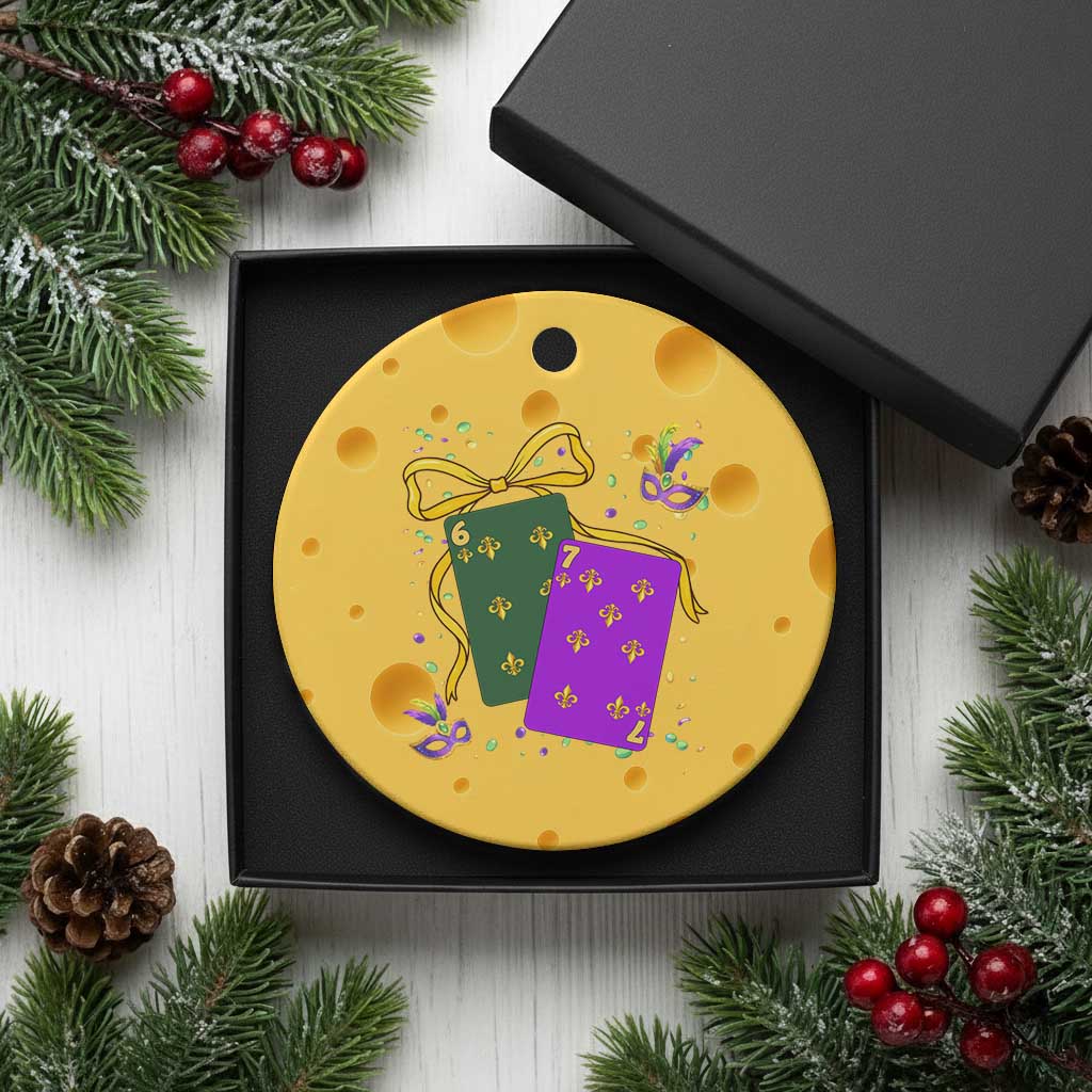 67 Mardi Gras Ceramic Ornament Funny Six Seven Playing Cards Meme TS14 1pc Yellow Cheese Print Your Wear