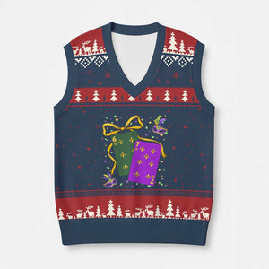 67 Mardi Gras V-Neck Knit Sweater Vest Funny Six Seven Playing Cards Meme TS14 Navy Red Print Your Wear
