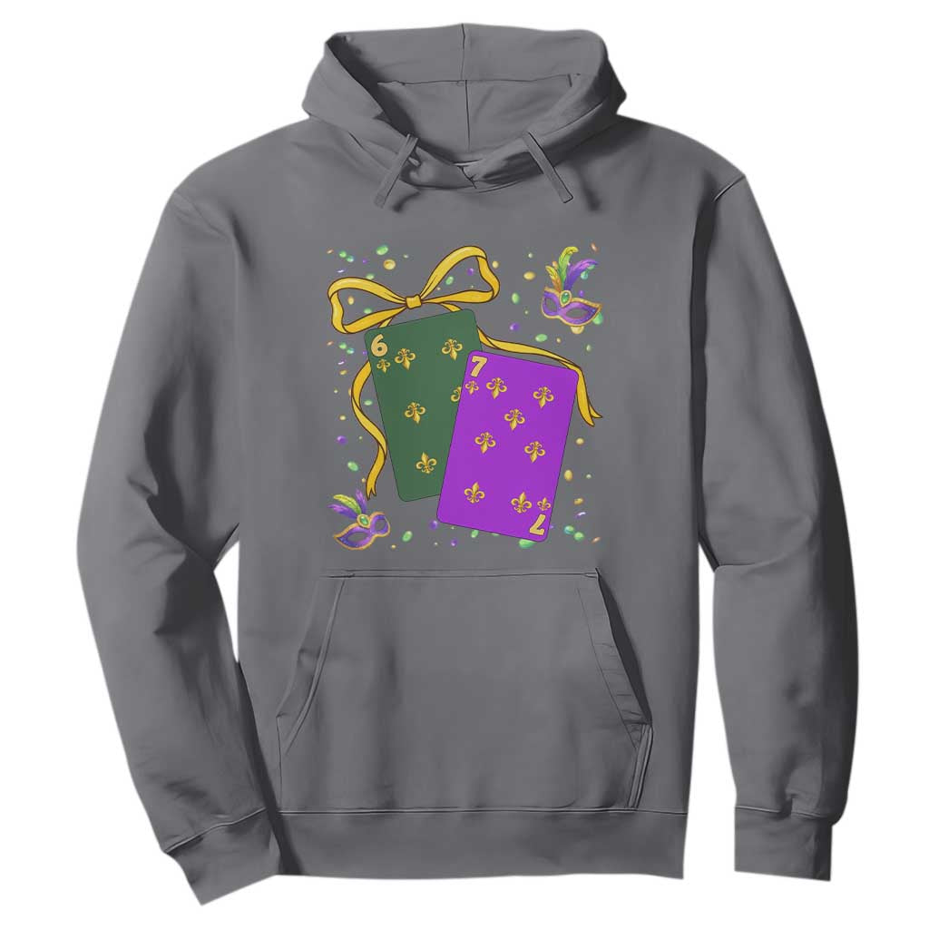 67 Mardi Gras Hoodie Funny Six Seven Playing Cards Meme TS14 Charcoal Print Your Wear