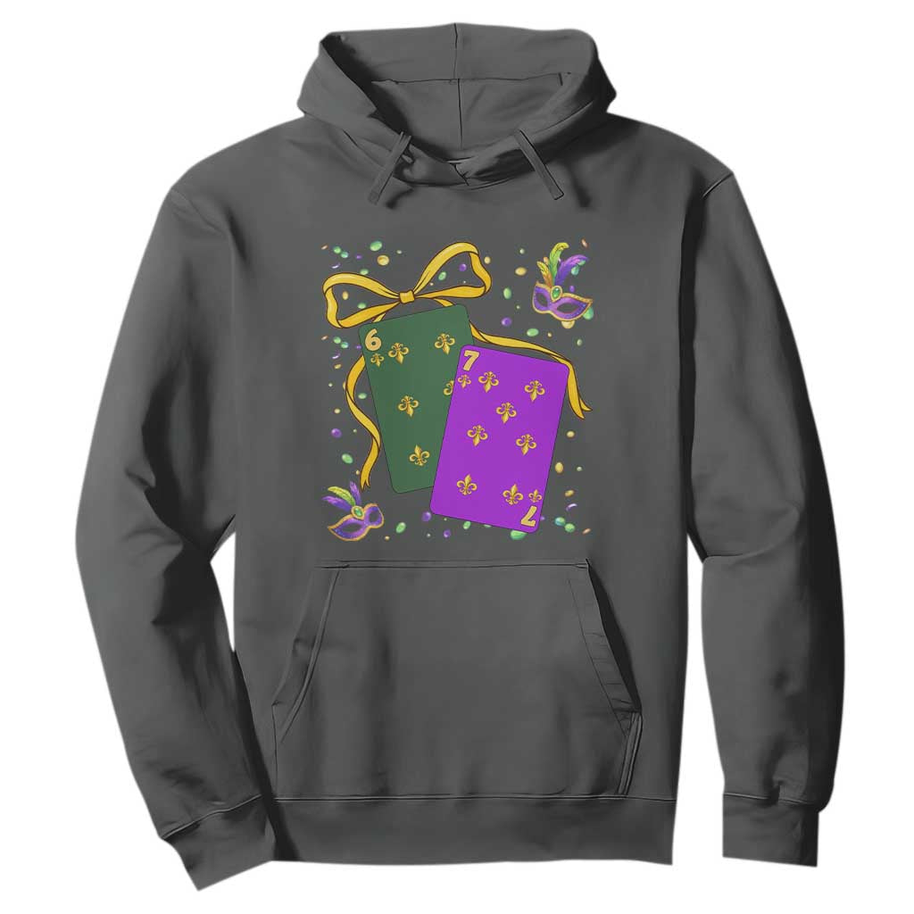 67 Mardi Gras Hoodie Funny Six Seven Playing Cards Meme TS14 Dark Heather Print Your Wear