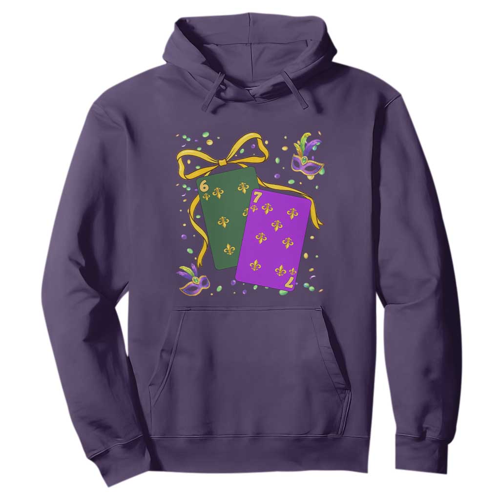 67 Mardi Gras Hoodie Funny Six Seven Playing Cards Meme TS14 Purple Print Your Wear