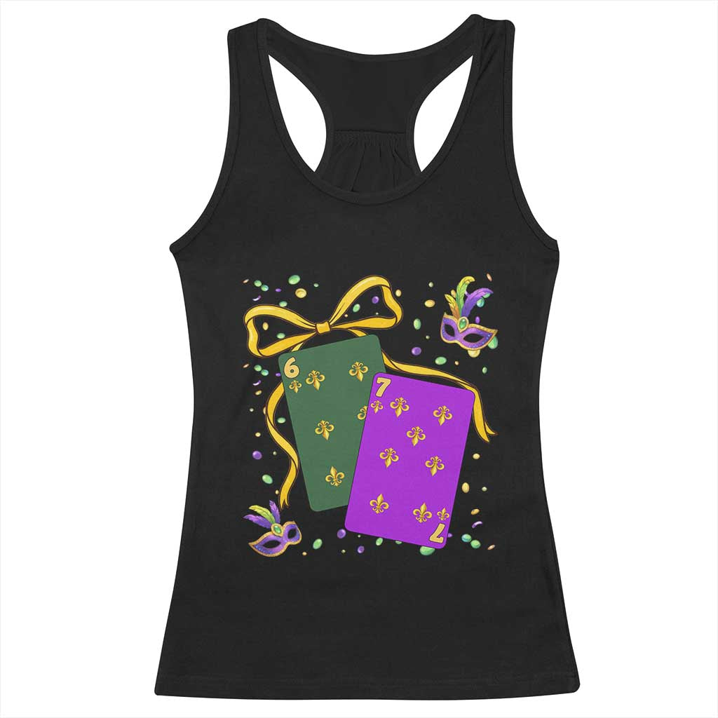 67 Mardi Gras Racerback Tank Top Funny Six Seven Playing Cards Meme TS14 Black Print Your Wear